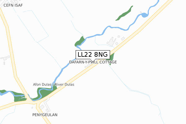 LL22 8NG map - large scale - OS Open Zoomstack (Ordnance Survey)