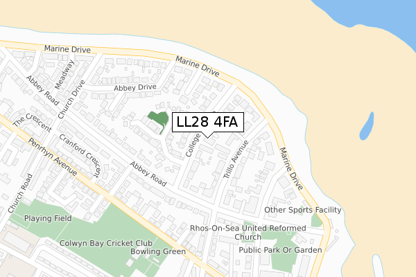 LL28 4FA map - large scale - OS Open Zoomstack (Ordnance Survey)