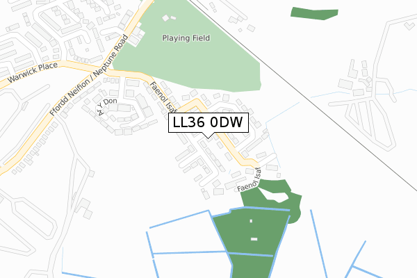 LL36 0DW map - large scale - OS Open Zoomstack (Ordnance Survey)