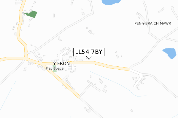 LL54 7BY map - large scale - OS Open Zoomstack (Ordnance Survey)