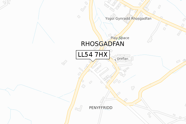 LL54 7HX map - large scale - OS Open Zoomstack (Ordnance Survey)