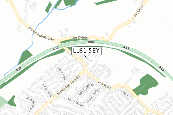 LL61 5EY map - large scale - OS Open Zoomstack (Ordnance Survey)