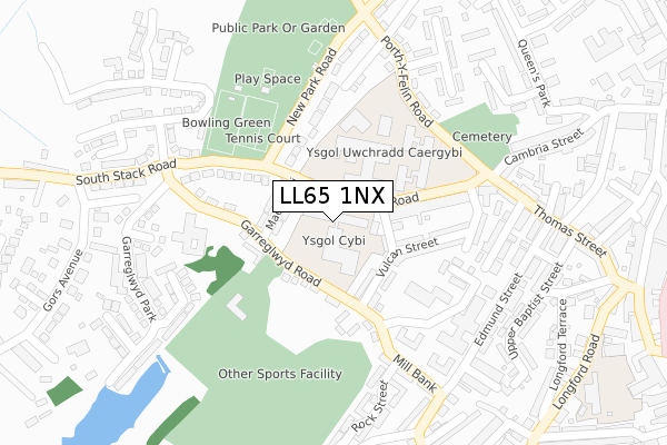 LL65 1NX map - large scale - OS Open Zoomstack (Ordnance Survey)