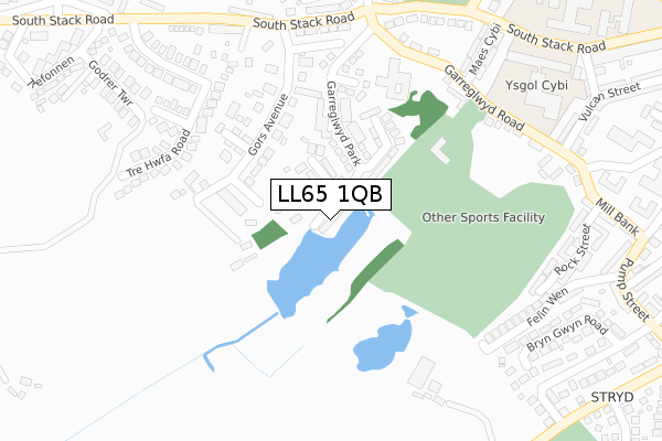 LL65 1QB map - large scale - OS Open Zoomstack (Ordnance Survey)