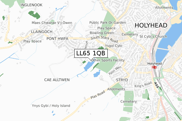 LL65 1QB map - small scale - OS Open Zoomstack (Ordnance Survey)