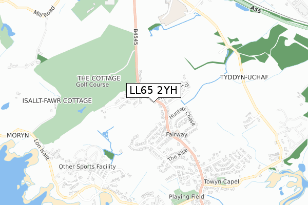 LL65 2YH map - small scale - OS Open Zoomstack (Ordnance Survey)