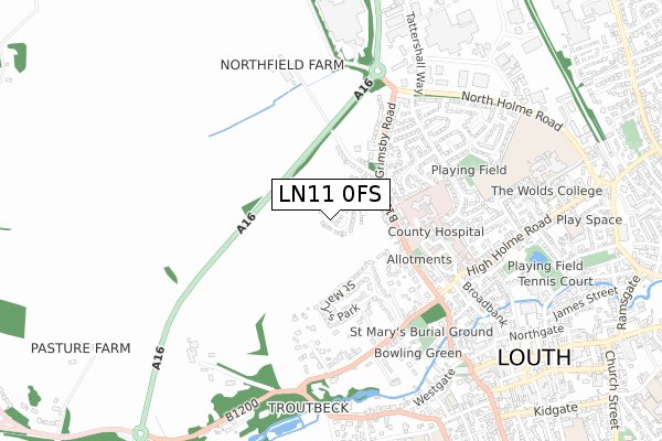 LN11 0FS map - small scale - OS Open Zoomstack (Ordnance Survey)