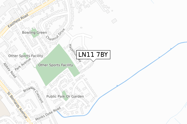 LN11 7BY map - large scale - OS Open Zoomstack (Ordnance Survey)