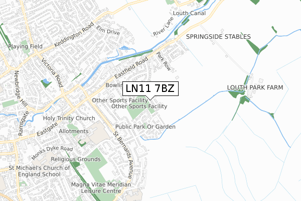 LN11 7BZ map - small scale - OS Open Zoomstack (Ordnance Survey)