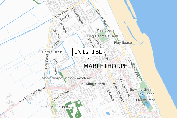 LN12 1BL map - small scale - OS Open Zoomstack (Ordnance Survey)