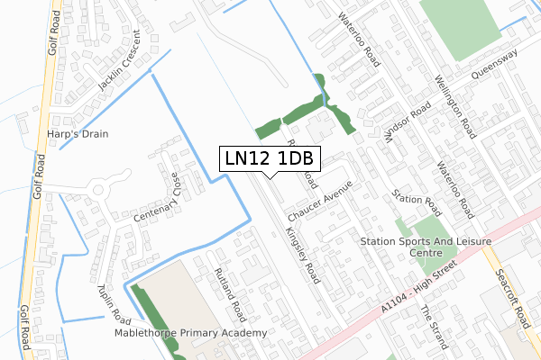 LN12 1DB map - large scale - OS Open Zoomstack (Ordnance Survey)