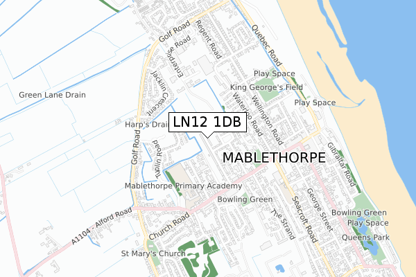 LN12 1DB map - small scale - OS Open Zoomstack (Ordnance Survey)