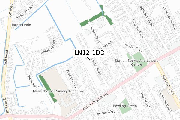 LN12 1DD map - large scale - OS Open Zoomstack (Ordnance Survey)