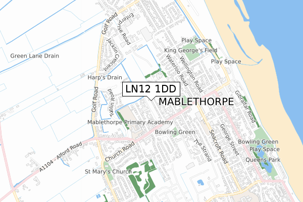 LN12 1DD map - small scale - OS Open Zoomstack (Ordnance Survey)