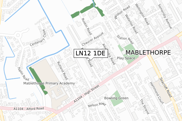 LN12 1DE map - large scale - OS Open Zoomstack (Ordnance Survey)