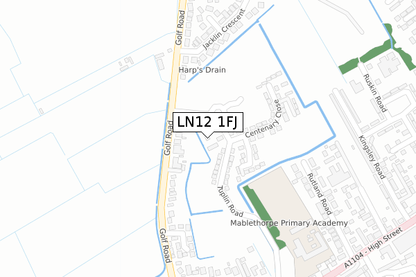 LN12 1FJ map - large scale - OS Open Zoomstack (Ordnance Survey)