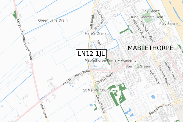 LN12 1JL map - small scale - OS Open Zoomstack (Ordnance Survey)