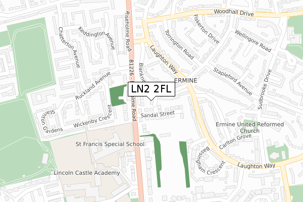 LN2 2FL map - large scale - OS Open Zoomstack (Ordnance Survey)