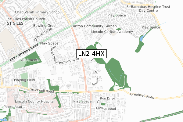 LN2 4HX map - small scale - OS Open Zoomstack (Ordnance Survey)