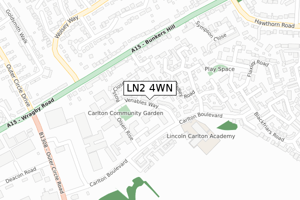 LN2 4WN map - large scale - OS Open Zoomstack (Ordnance Survey)