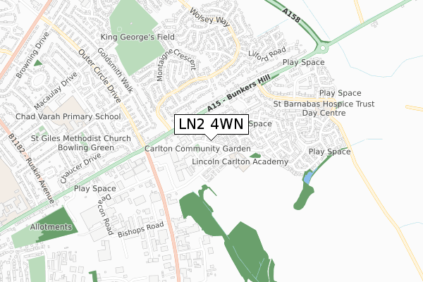 LN2 4WN map - small scale - OS Open Zoomstack (Ordnance Survey)