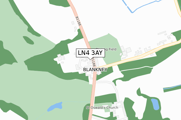 LN4 3AY map - large scale - OS Open Zoomstack (Ordnance Survey)