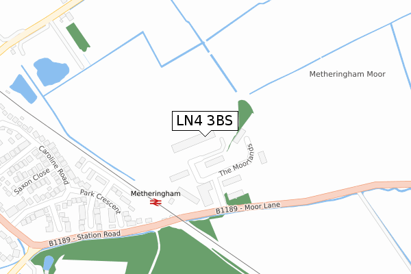 LN4 3BS map - large scale - OS Open Zoomstack (Ordnance Survey)