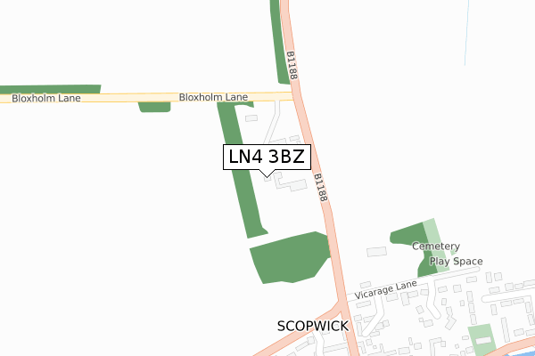 LN4 3BZ map - large scale - OS Open Zoomstack (Ordnance Survey)