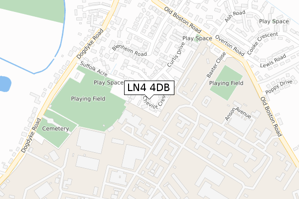 LN4 4DB map - large scale - OS Open Zoomstack (Ordnance Survey)