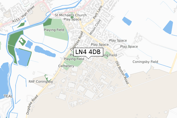 LN4 4DB map - small scale - OS Open Zoomstack (Ordnance Survey)