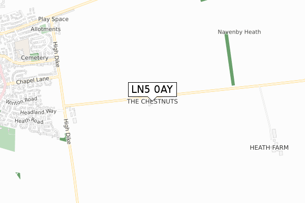 LN5 0AY map - small scale - OS Open Zoomstack (Ordnance Survey)