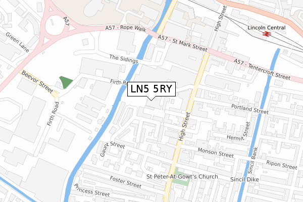 LN5 5RY map - large scale - OS Open Zoomstack (Ordnance Survey)