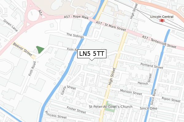 LN5 5TT map - large scale - OS Open Zoomstack (Ordnance Survey)