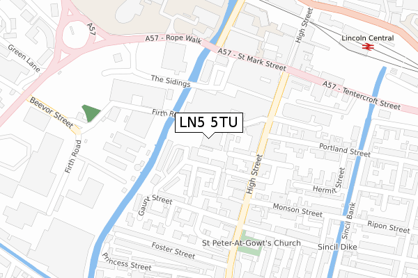 LN5 5TU map - large scale - OS Open Zoomstack (Ordnance Survey)