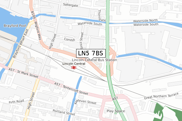 LN5 7BS map - large scale - OS Open Zoomstack (Ordnance Survey)