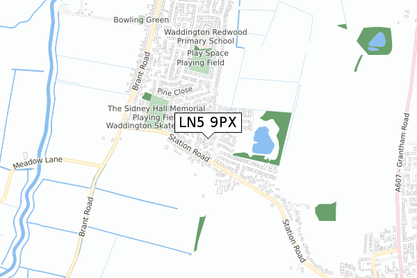 LN5 9PX map - small scale - OS Open Zoomstack (Ordnance Survey)