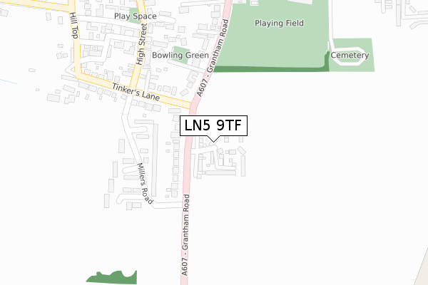 LN5 9TF map - large scale - OS Open Zoomstack (Ordnance Survey)