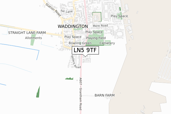 LN5 9TF map - small scale - OS Open Zoomstack (Ordnance Survey)