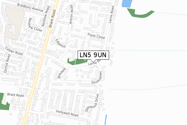 LN5 9UN map - large scale - OS Open Zoomstack (Ordnance Survey)