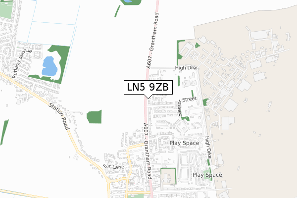 LN5 9ZB map - small scale - OS Open Zoomstack (Ordnance Survey)