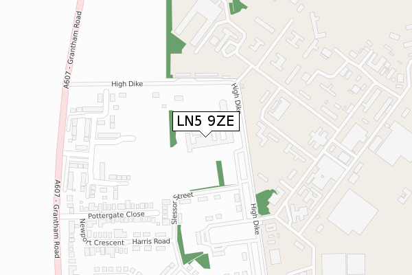 LN5 9ZE map - large scale - OS Open Zoomstack (Ordnance Survey)