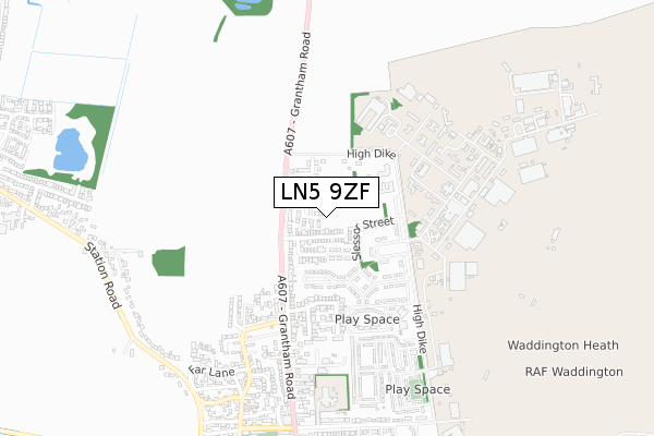 LN5 9ZF map - small scale - OS Open Zoomstack (Ordnance Survey)