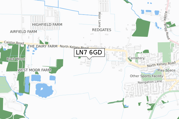 LN7 6GD map - small scale - OS Open Zoomstack (Ordnance Survey)