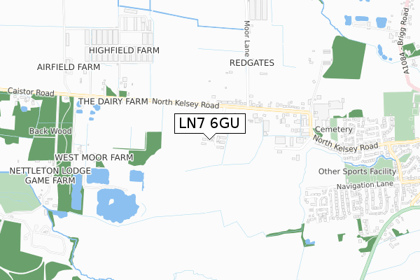 LN7 6GU map - small scale - OS Open Zoomstack (Ordnance Survey)