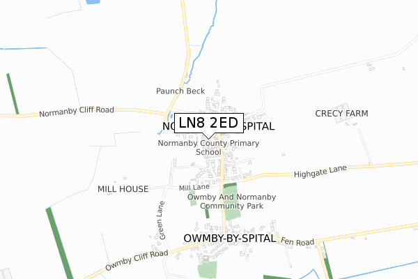 LN8 2ED map - small scale - OS Open Zoomstack (Ordnance Survey)