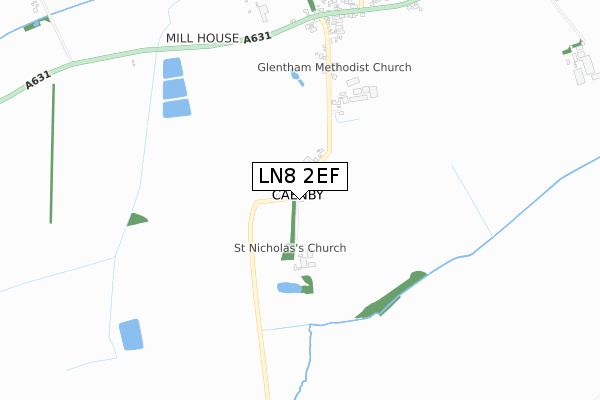 LN8 2EF map - small scale - OS Open Zoomstack (Ordnance Survey)