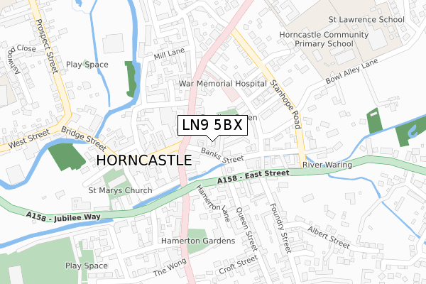 LN9 5BX map - large scale - OS Open Zoomstack (Ordnance Survey)