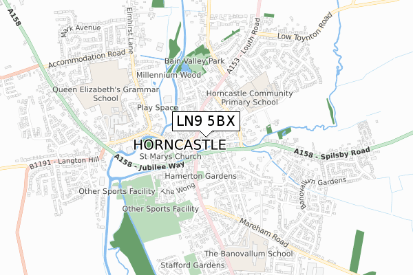 LN9 5BX map - small scale - OS Open Zoomstack (Ordnance Survey)