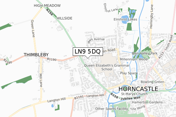 LN9 5DQ map - small scale - OS Open Zoomstack (Ordnance Survey)