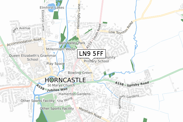 LN9 5FF map - small scale - OS Open Zoomstack (Ordnance Survey)